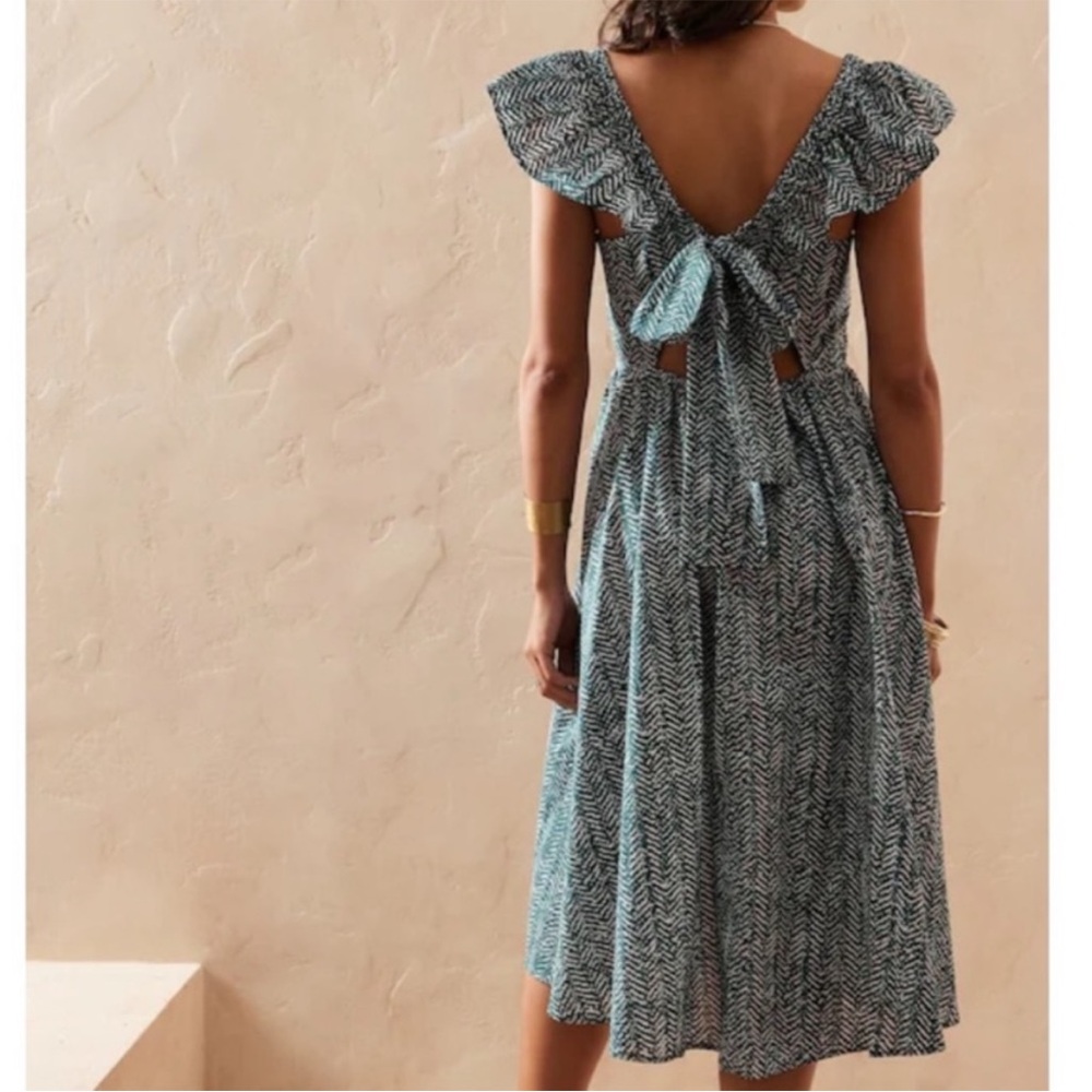 Banana Republic Factory Cotton Tie Back Midi Dress Size Medium - Picture 3 of 6